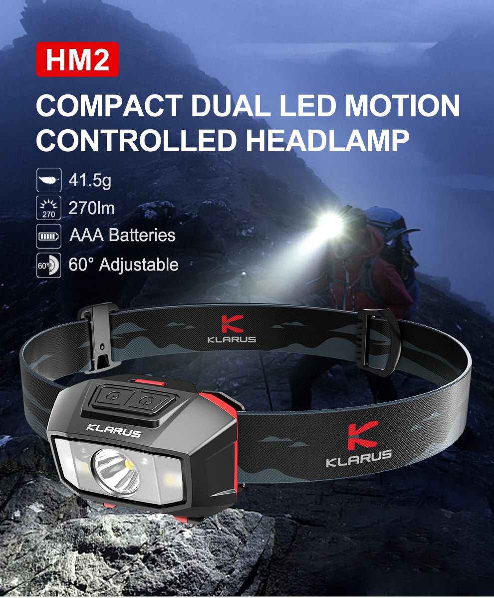 LED Stirnlampe HM2, 270 Lumen mit Motion Controll (exkl. Batterien)