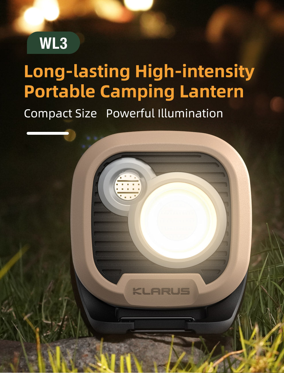 LED-Campinglampe WL3, 1'500 Lumen, (inkl. Akku), tan